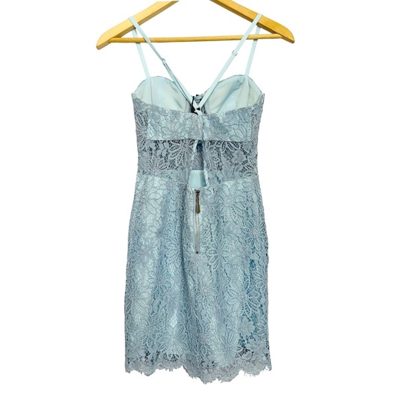 NBD x Naven Lilia Lace Mini Dress NWT Womens XS Ice Blue Feminine Cut Out Corset - Picture 7 of 14